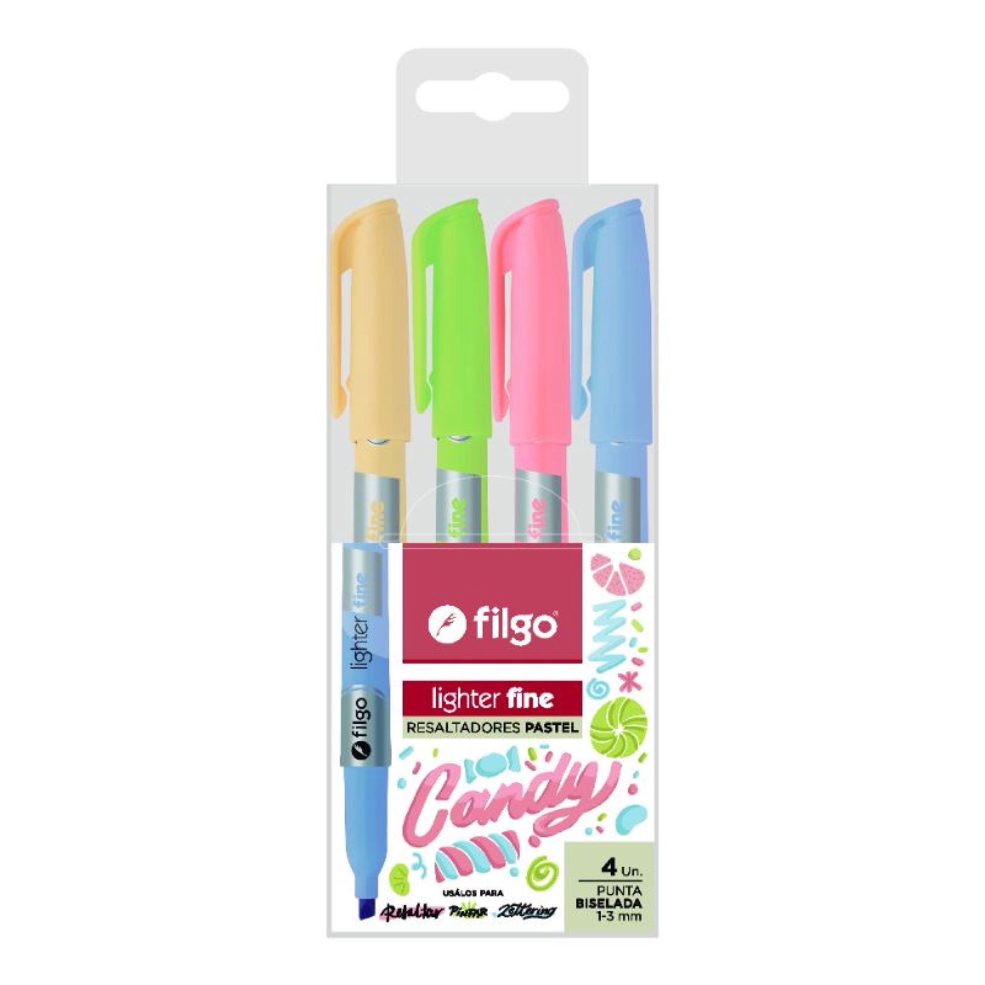 Set De 4 Destacadores Lighter Fine Candy 1 Un Otras Marcas