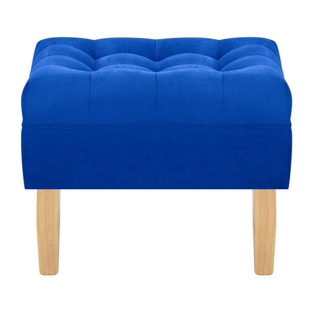 Pouf Wood 1c Felpa 05 Azul Rey