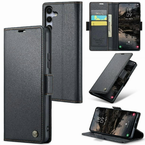 CaseMe tipo cartera Samsung Galaxy S25 Plus con cierre magnético, RFID, tarjetero, soporte, carga inalámbrica