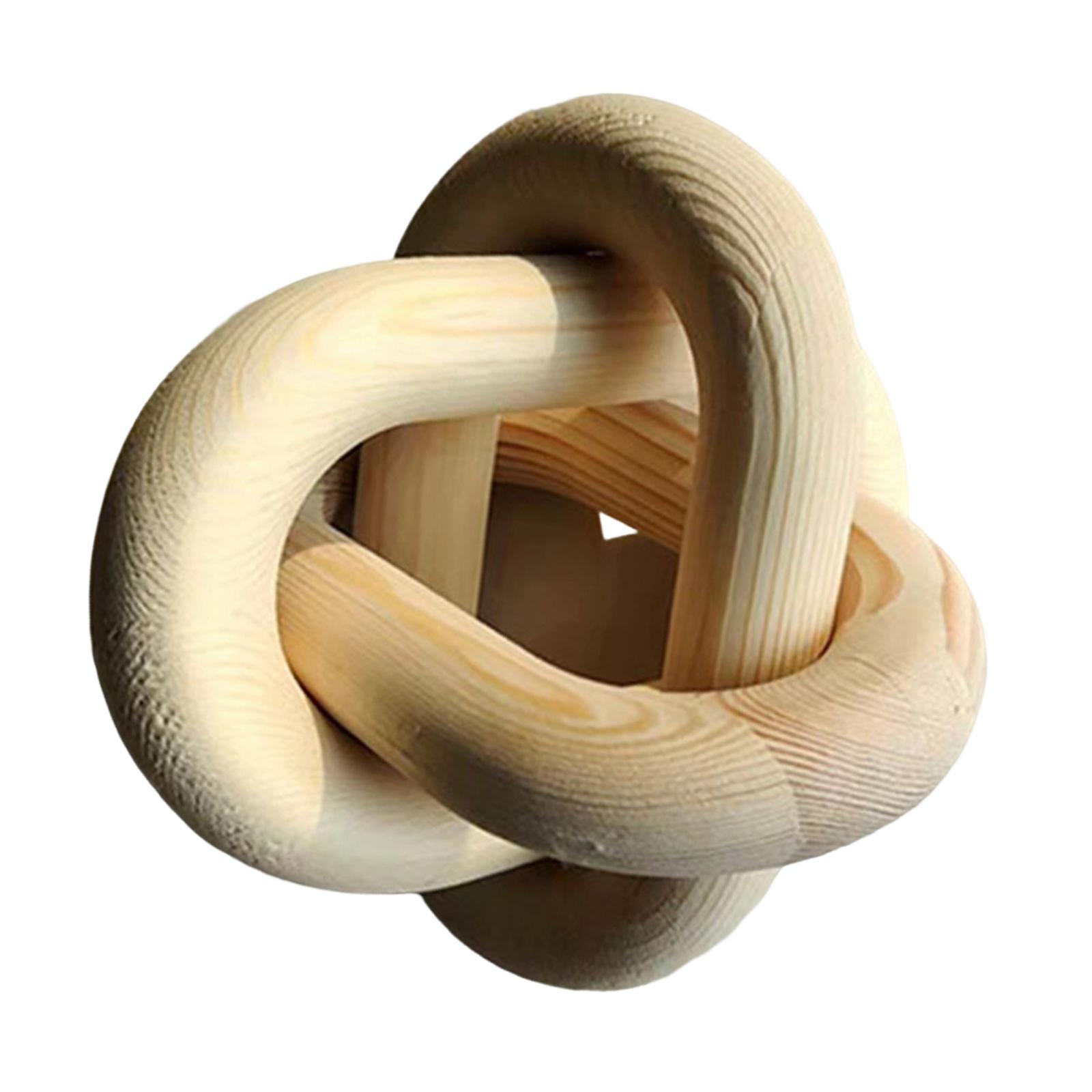 Bothyi - Nudo De Madera De Decoración De Eslabones De Cadena De 3 Eslabones Tallados A Mano Para Decoración De Estantes De Madera