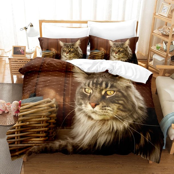 Maine Coon Bedding Set ed Lovely Cat Duvet Cover Comforter Home Textile Bedroom Decor