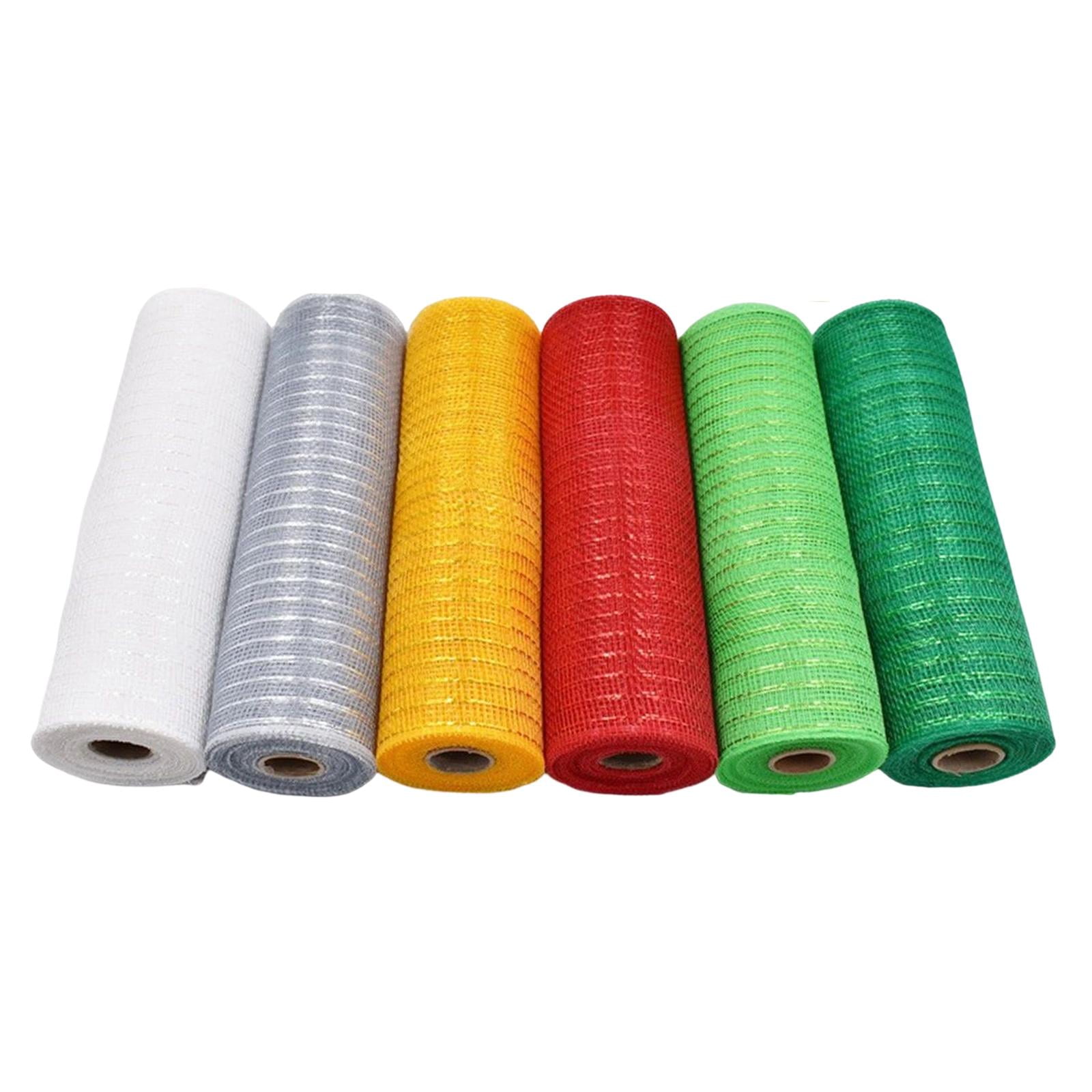 Magideal - 6 Rollos De Cinta De Malla De 10 Yardas, Rollos De Papel De Aluminio Metálico, Cinta Para Envolver Y Recortar Para Suministros De Corona, Artesanía