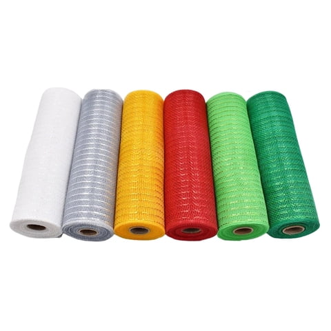 Magideal - 6 Rollos De Cinta De Malla De 10 Yardas, Rollos De Papel De Aluminio Metálico, Cinta Para Envolver Y Recortar Para Suministros De Corona, Artesanía