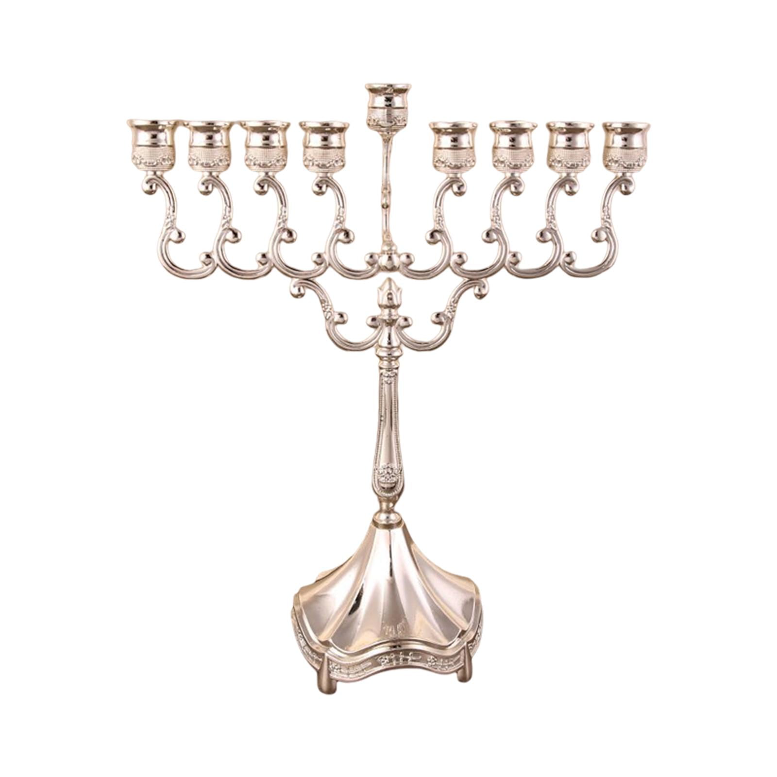 Magideal - Portavelas De 9 Ramas, Candelabros De Mesa, Candelabros De Metal, Hanukkah, Menorah Para Fiesta De Aniversario, Adorno De Decoración De Boda Argén