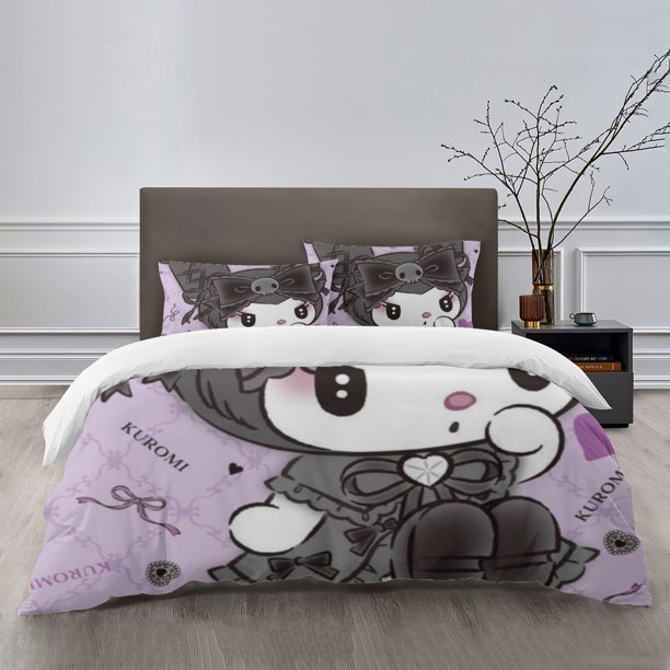 My Melody Bedding Sets Bed Cartoon Duvet Cover Lightweight 3 Piece Bet Sets for Kids Boys Girls
