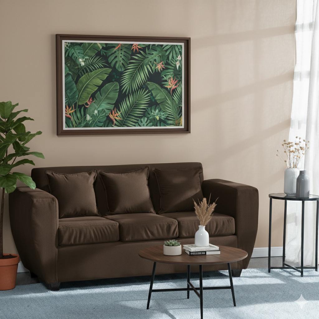 Deco Outlet - Sofa 3 Cuerpos Kansas Felpa-Chocolate