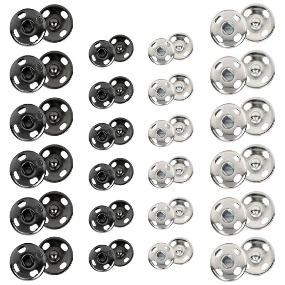 Broches de presión Kenkio 8 mm/10 mm negro y plateado 120 juegos