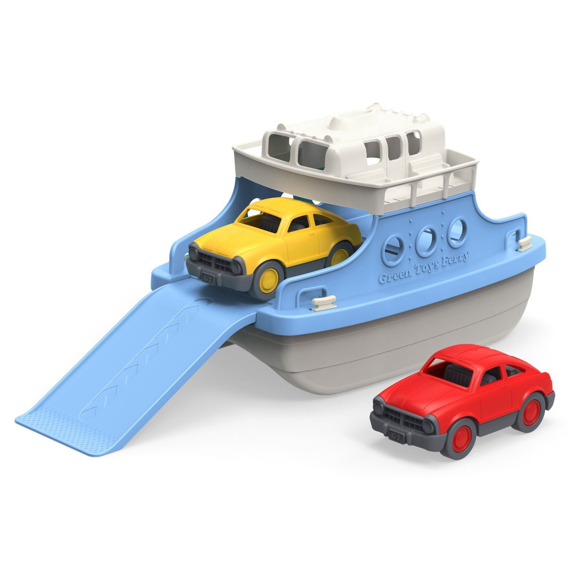 Green Toys - Juguete Verde Para Bañera Con Minicoches, Color Azul Y Blanco