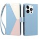 thumbnail image 3 of Cartera Plegable para iPhone 15 Pro Max, PU Tricolor con Ranuras, Azul Claro, 3 of 6