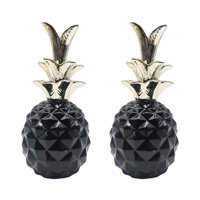 Fliperex - Set 2 Figuras Piñas Decorativas De Ceramica Adorno Decohogar Negro