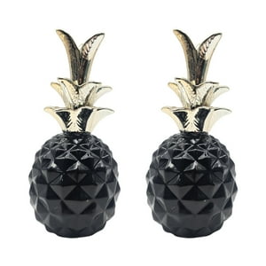 Fliperex - Set 2 Figuras Piñas Decorativas De Ceramica Adorno Decohogar Negro