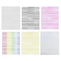 Magideal - 6 Hojas De 3D Con Letras Para Decoración De Uñas, 26 Letras Holográficas Del Inglés, Calcomanías Multicolores Para Decoración De
