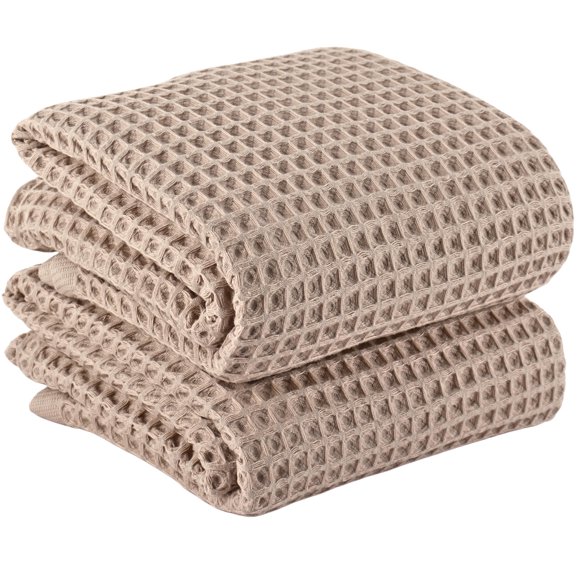 PÜSKÜL Toallas de Baño Waffle de Algodón Turco 100% Natural, Juego de 2, Extra Grande