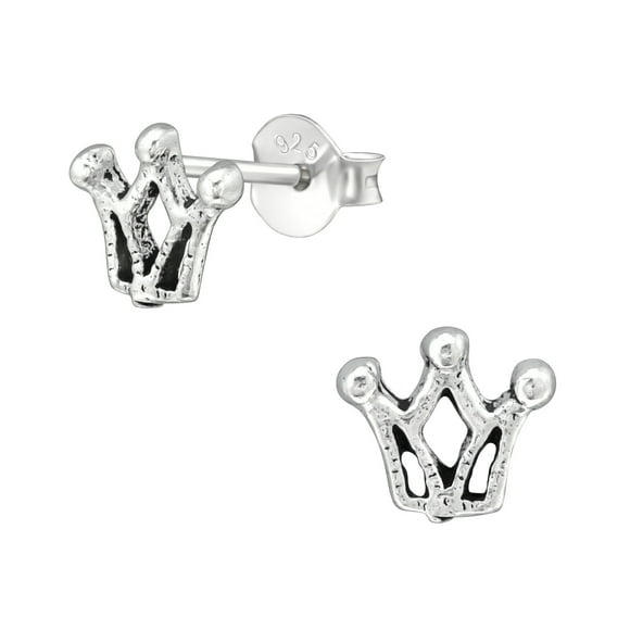 Aros Plata 925 Forma Corona Con Cristal