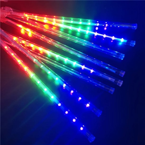 1set, 8 Tube 192 LEDs 11.81inch Solar LED Meteor Shower Light Holiday String Light Waterproof Fairy Garden Decor Outdoor Led Street Garland Christmas Decoration, Tearable Stickers For DIY Scrapbooking