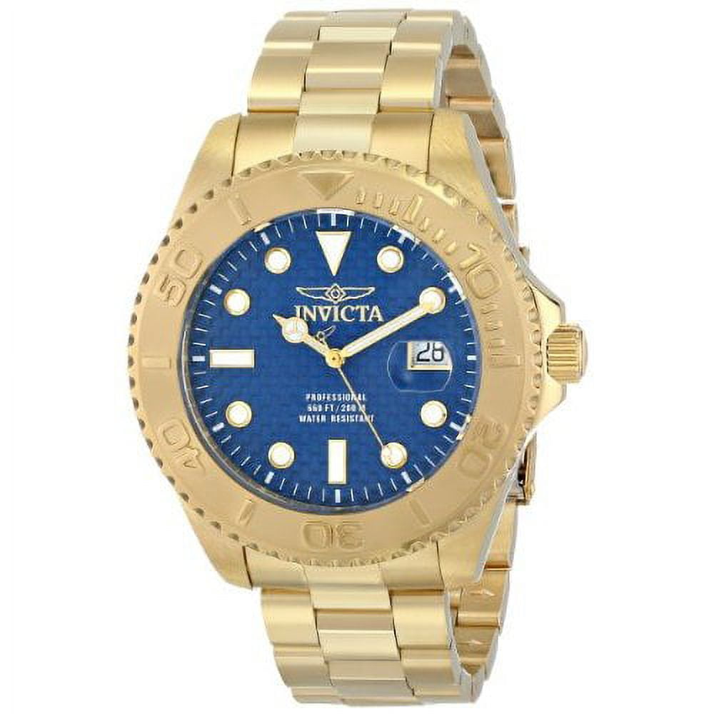 Reloj Analógico Invicta Pro Diver Bañado En Oro 18k Esfera Azul Hombre