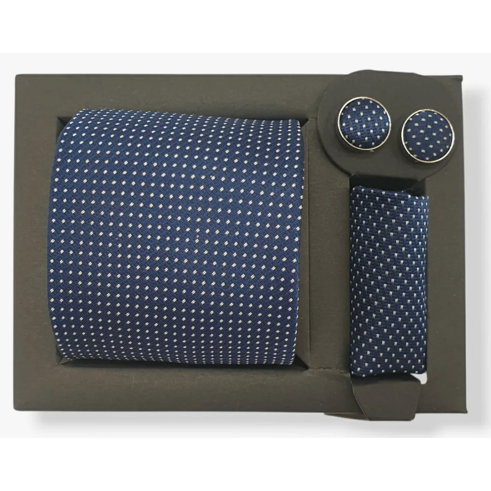 Riqui - Set Corbata, Pañuelo Y Colleras Azul Marino