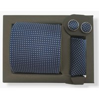Riqui - Set Corbata, Pañuelo Y Colleras Azul Marino