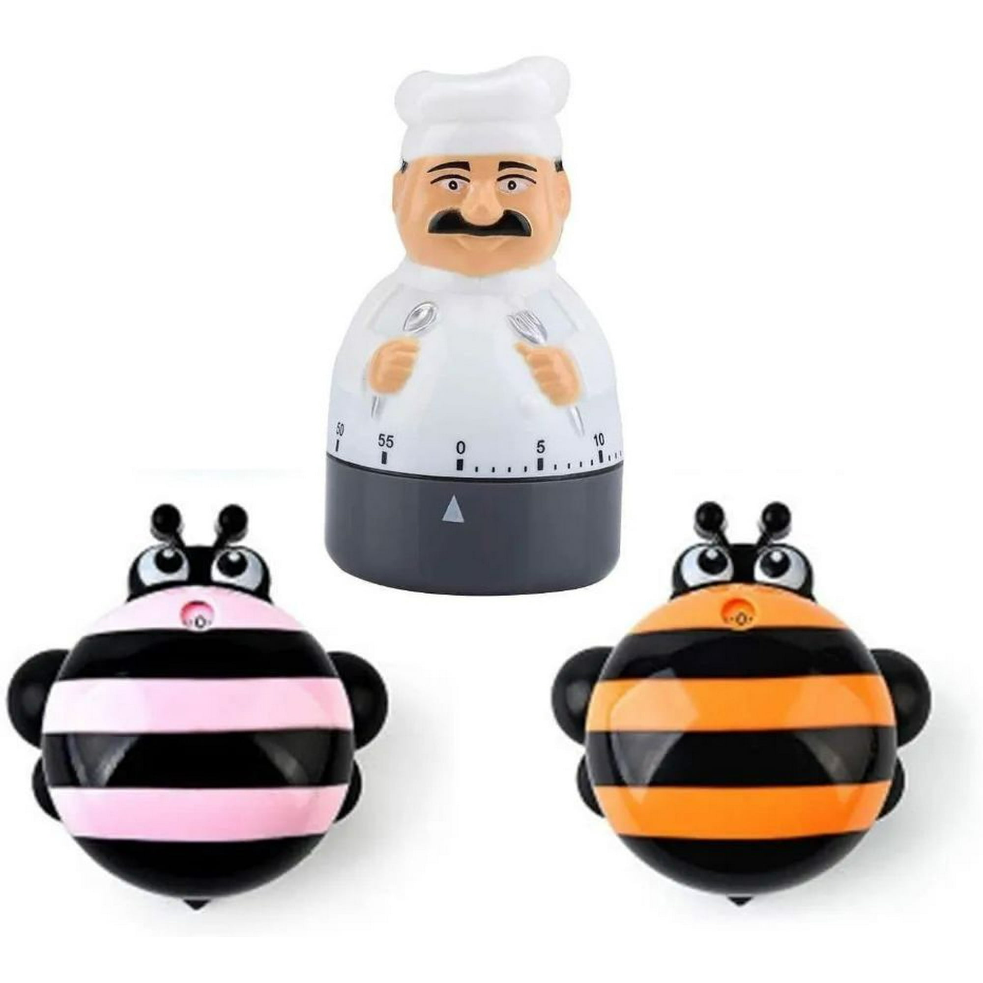 Gen - 3x Timer Cocina De Abeja Y Cocinero Reloj Temporizador A Cuerda