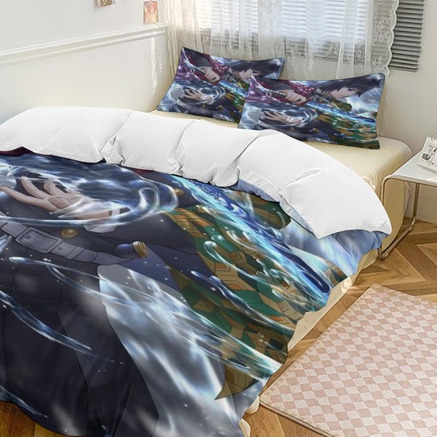 Demon Slayer Anime Home Bed 3-piece Set Classic Japanese Anime Polyester Wash Student Dormitory Set