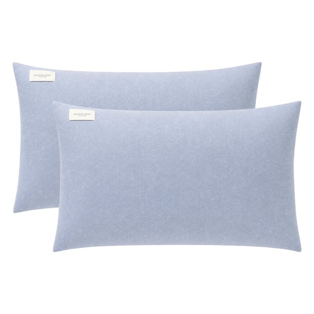 REGALWOVEN 2 Paquete de Fundas de Almohada de Algodón, Resistente a Arrugas y Duradera con Cierre de Sobre, Unisex Azul Queen