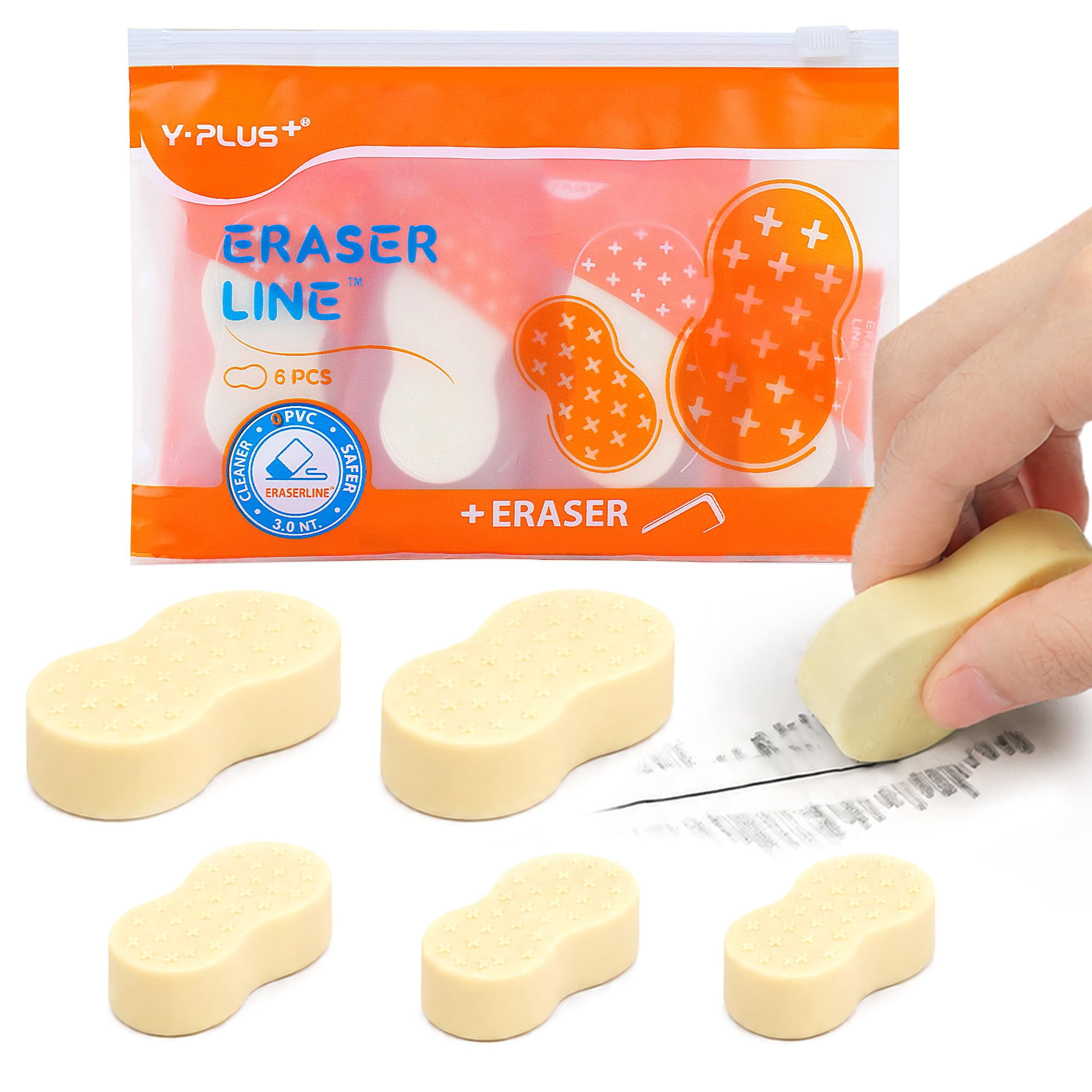 Y-plus - Goma De Borrar Yplus 6 Piezas Hipolymer Para Útiles Escolares