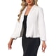 thumbnail image 4 of Abrigo de Mujer de Piel Sintética sin Cuello, Abierto al Frente, Chaqueta Esponjosa para Eventos Especiales y Fiestas, Talla L, Blanco, 4 of 6