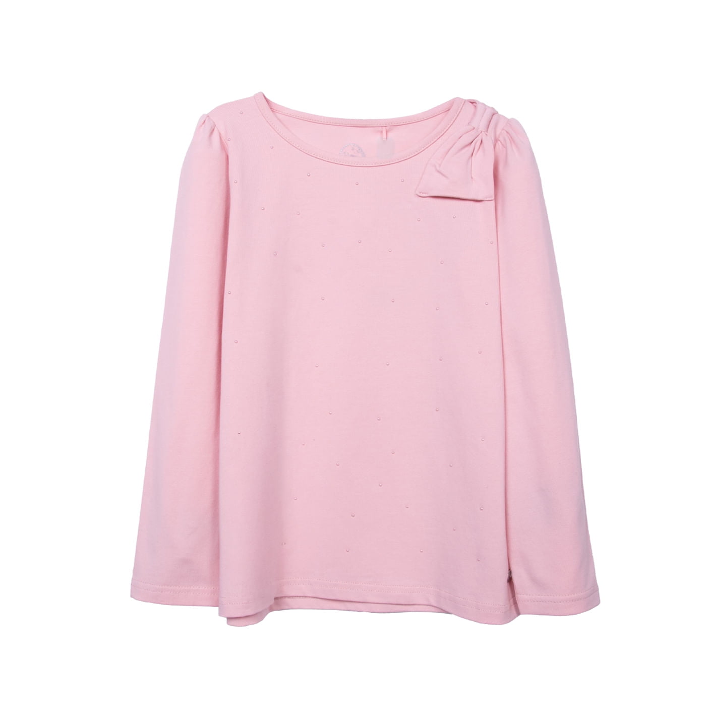 Pillin - Polera Niña Manga Larga Cinta En Hombro Y Perlas Palo Rosa