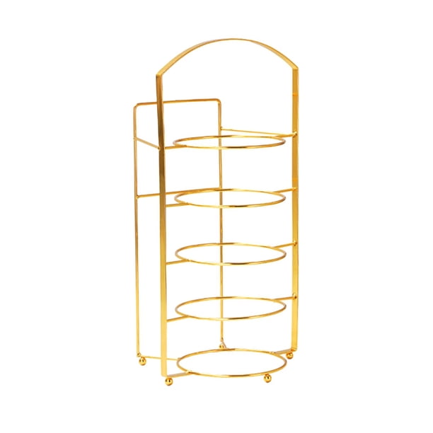 Escurridor de platos de preparación, estante de almacenamiento de platos de acero al carbono de 5 niveles, decoración de la habitación, estante de enc oro