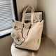 thumbnail image 1 of Simple Cartoon Bear Canvas Shoulder Bag, Versatile All-Match Tote Bag With Mini Coin Purse, 1 of 5