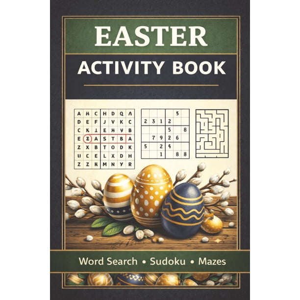 Libro de rompecabezas para actividades de Pascua para adultos y personas mayores con letra grande