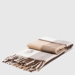 Zahr - Manta Tipo Chalón De Lana Azul