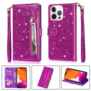 Foxdock - Funda Para Elegante Funda Iphone 13 Pro Max Glitter Con Cremallera-Ideal Para El Uso Diario