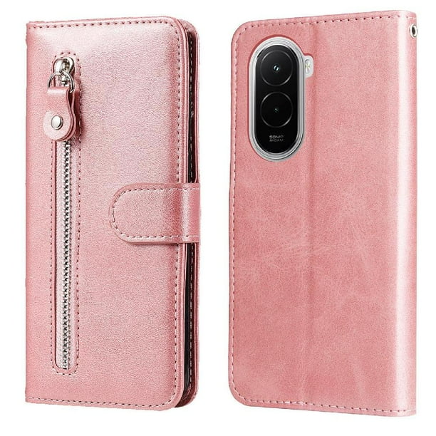 Funda con Cremallera para Xiaomi Poco M7 4G, Carcasa Cartera de Cuero PU con Soporte y Tarjetero
