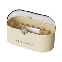 Magideal - Organizador De Almacenamiento De Maquillaje, Estuche Organizador De Cosméticos, Organizador De Escritorio, Papelería, 20 Ranuras Con Cubierta A Prueba Beige