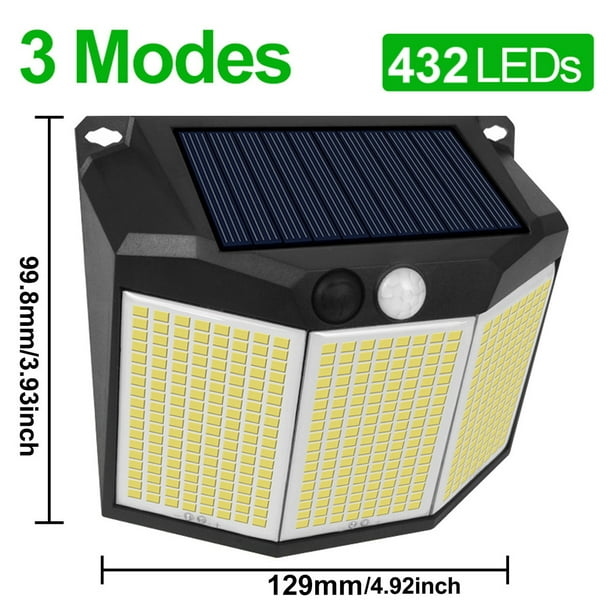 Illuminate Your Outdoors with 432 LED Solar Powered Motion Sensor Lights - Waterproof, Energy-Saving and Easy to Install with 3 Lighting Modes for Enhanced Security