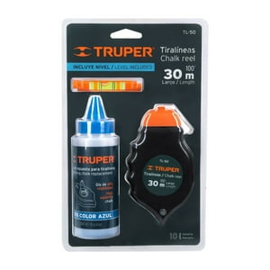Truper - Tizador / Tiralíneas Con Tiza Azul Y Nivel 30Mts