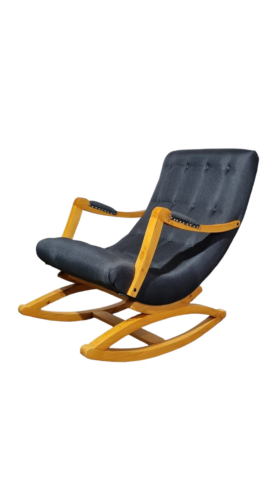 Diseños Valestrini - Silla Mecedora Con Apoya Brazo Lino Gris Oscuro