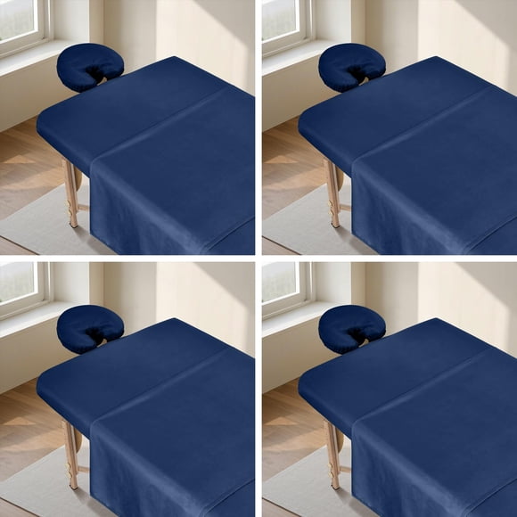Juego de sábanas para mesa de masaje FAHKNS, 3 piezas, microfibra, color azul