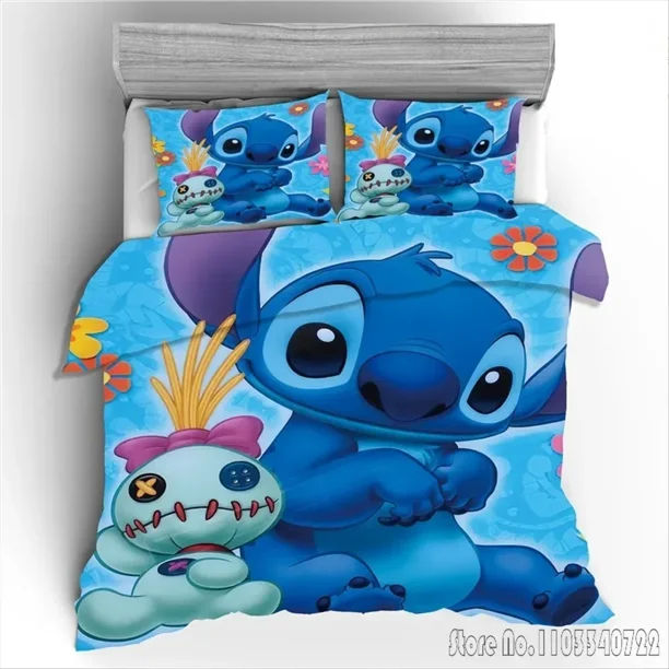 x1563 Bed SheetsLilo & Stitch Love Child Duvet Cover Set HD Comforter Cover for Kids Bedding Sets Bedclothes Bedroom Decor 3-Piece Bedding Set (1 Duvet Cover + 2 Pillow Shams) nj1563