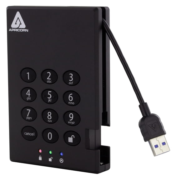 Disco duro externo portátil Apricorn Aegis Padlock 2TB