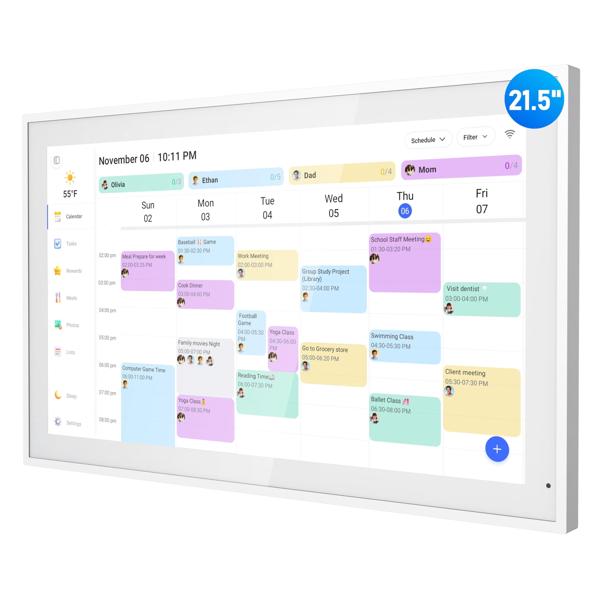 Calendario Digital Flyevfish De 21,5 Pulgadas Con Pantalla Táctil