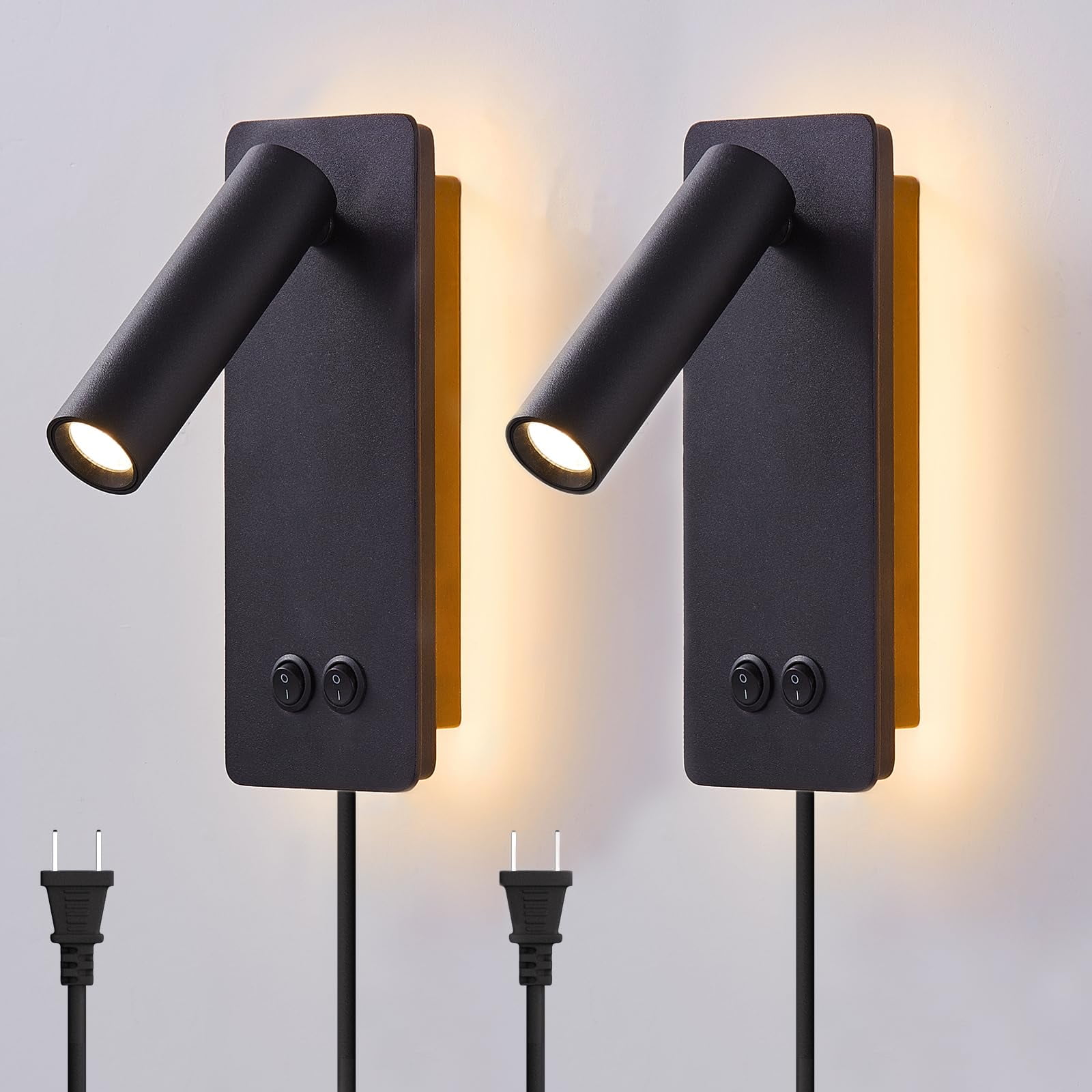 Moluola Lighting - Lámpara De Pared Led Moluola 2 En 1 Para Lectura 3w+6w Negra
