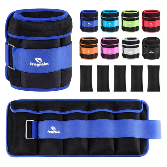 Par de pesas para tobillo Fragraim ajustables de 0,5 a 2,5 kg, color azul, 5 kg