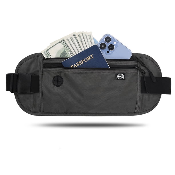 Estuche delgado para pasaporte con bloqueo RFID para proteger efectivo, tarjetas de crédito y documentos de viaje.