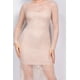 thumbnail image 4 of Saronite Vestido Midi de Fiesta con Abertura, Cuello Redondo, Manga Larga y Encaje con Pedrería, Color Tostado (para Mujer), 4 of 5