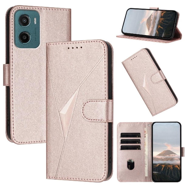 Funda Cartera Fibra de Carbono para Motorola MOTO G05 con Soporte y Cierre Magnético Rosa