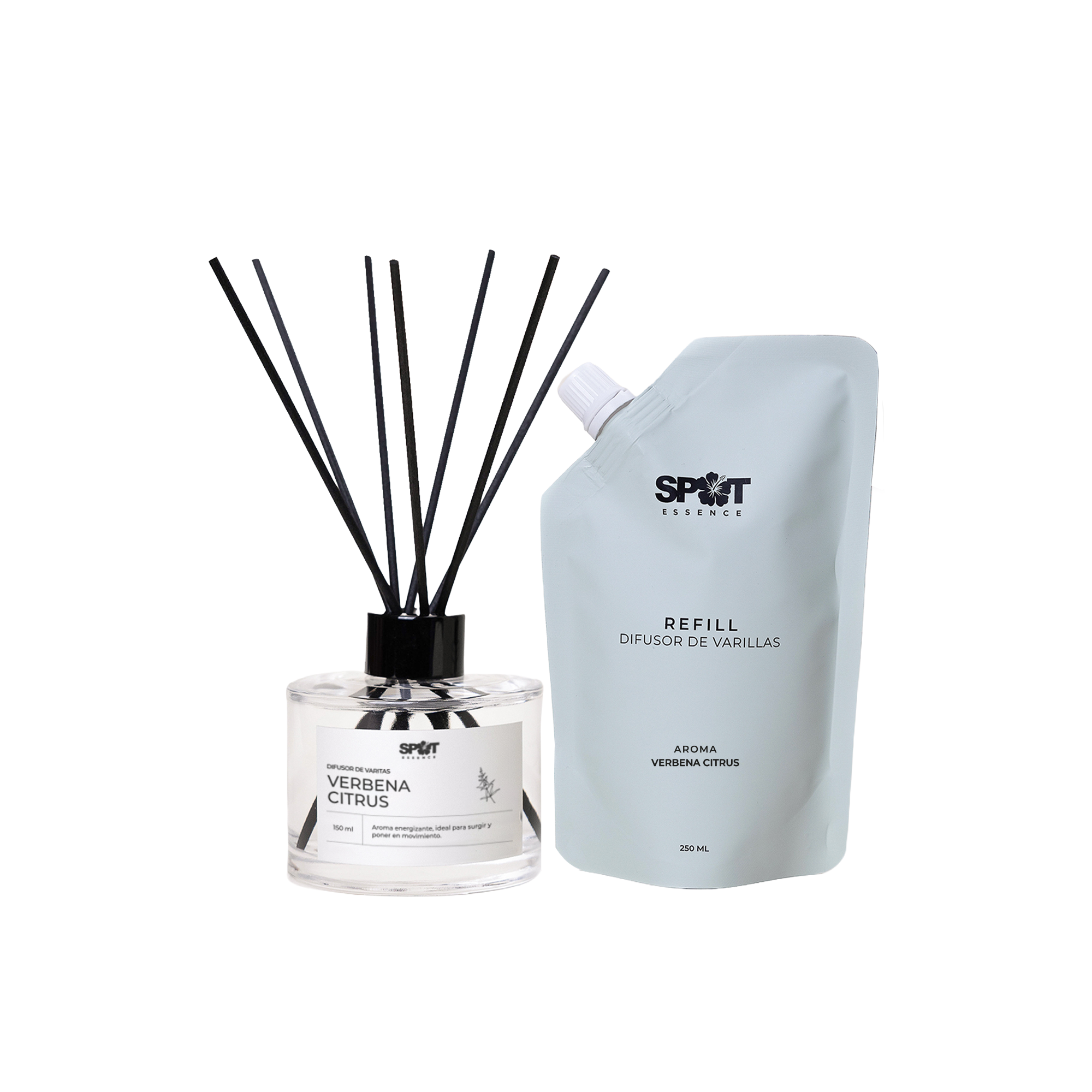 Pack Difusor De Varillas + Refill 250Ml Verbena Citrus Spot Essence
