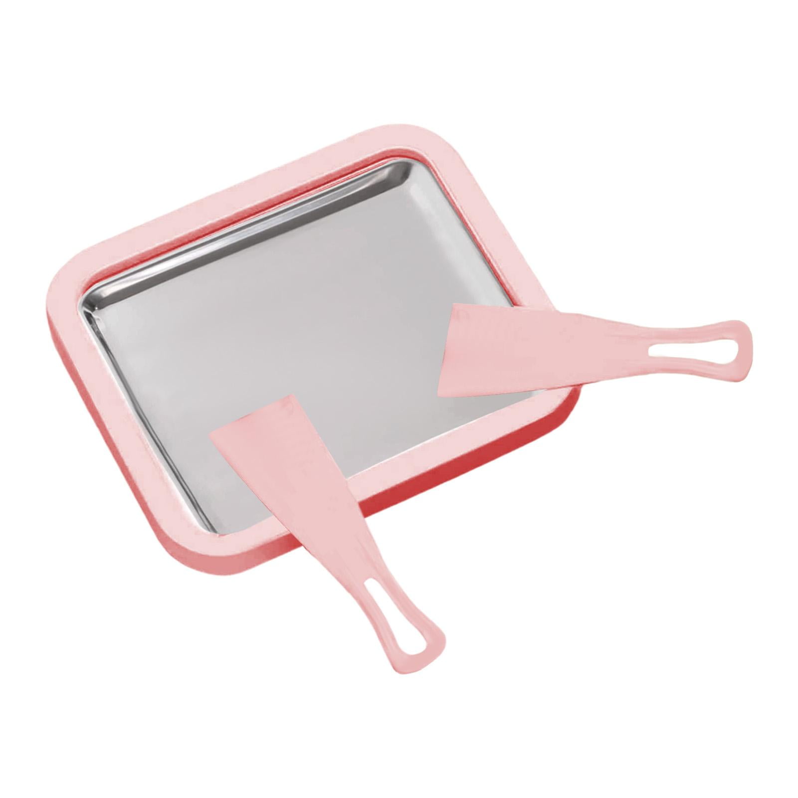 Magideal - Molde Para Hacer Helado Instantáneo Enrollado, Placa De Acero Inoxidable Para Congelación Instantánea Con 2 Raspadores Para Cocina, Hogar Y Fiestas De Rosa