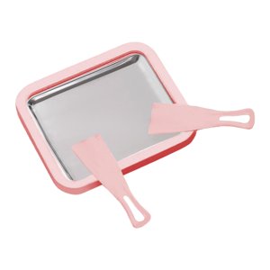 Magideal - Molde Para Hacer Helado Instantáneo Enrollado, Placa De Acero Inoxidable Para Congelación Instantánea Con 2 Raspadores Para Cocina, Hogar Y Fiestas De Rosa